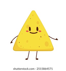 Design de personagem nacho. Nachos sobre fundo branco.