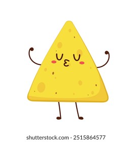 Design de personagem nacho. Nachos sobre fundo branco.