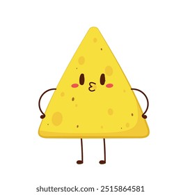 Design de personagem nacho. Nachos sobre fundo branco.