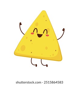 Design de personagem nacho. Nachos sobre fundo branco.