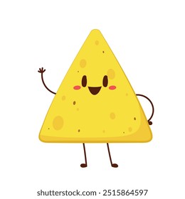 Nacho character design. Nachos on white background.