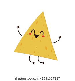 Design de personagem nacho. Nachos sobre fundo branco.