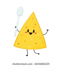 Design de personagem nacho. Nachos sobre fundo branco.