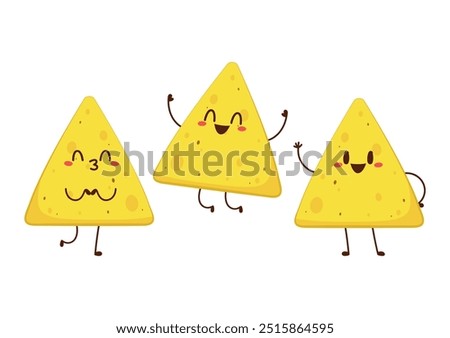 Nacho character design. Nachos on white background.