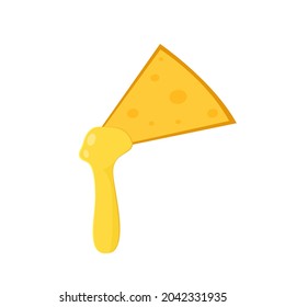 Nacho and cheese dip vector. white background. wallpaper. free space for text. copy space. cheese stretch.