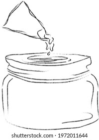 nacho or crackers with dip sauce jar 
