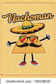 nacho cute character distress poster vector colorful 