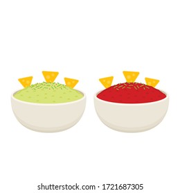 Nacho dip in bowl. Nacho vector. Nachos on white background. sauce cup vector.