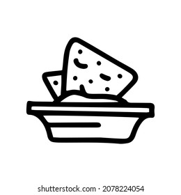 nacho dip line vector doodle simple icon