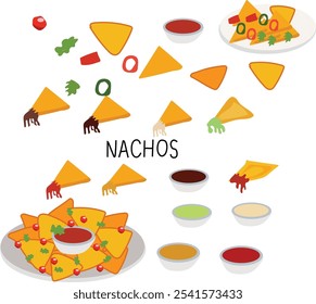 ilustração de vetor alimentar nacho. Bom para banner, cartaz, cartão de mensagem, cartão de festa, convite, modelo, publicidade, campanha e mídia social.