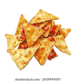 nacho mexican food vector illustration in watercolour style