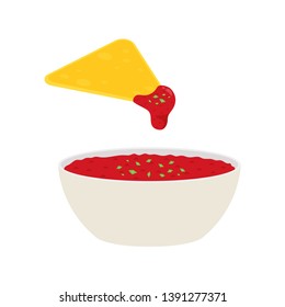 Nacho vector. Nachos on white background. sauce cup vector.