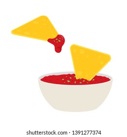 Nacho vector. Nachos on white background. sauce cup vector.