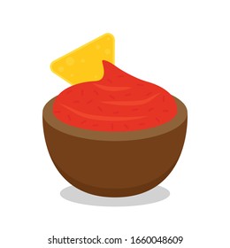 Nacho vector. Nachos on white background. sauce cup vector.