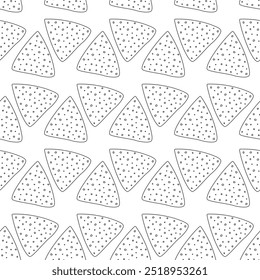 Nachos Preto e branco mexicano fast food padrão sem emenda. ideia de design de textura de fundo Nachos Day