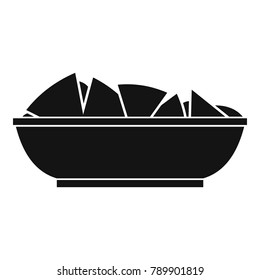 Nachos in bowl icon. Simple illustration of nachos in bowl vector icon for web