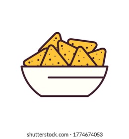 nachos bowl line and fill style icon design, fast food eat restaurant and menu theme Vector illustration