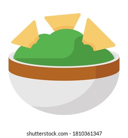 Nachos bowl vector style, mexican dish