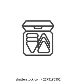 Nachos Box line icon. linear style sign for mobile concept and web design. Taco Bell outline vector icon. Symbol, logo illustration. Vector graphics