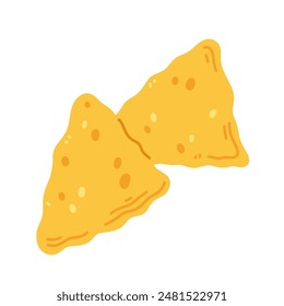 Nachos in cartoon flat style isolated on white background. Vector illustration with Mexican traditional food.