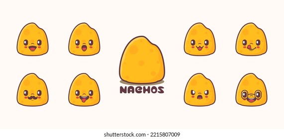 Nachos cartoon. food vector illustration. icon, expression.