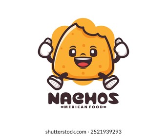 Nachos desenho animado mascote vetor ilustração. em estilo de contorno.