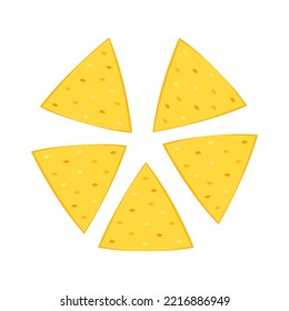 Nachos Chip Vector. Tortilla Chips Or Nachos Tortillas Flat Vector Color Icon.