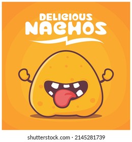 nachos chips cartoon. mexican food vector illustration. with a funny expression