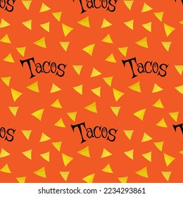 Nachos Chips Pattern. Mexican fast food. Vector illustration.