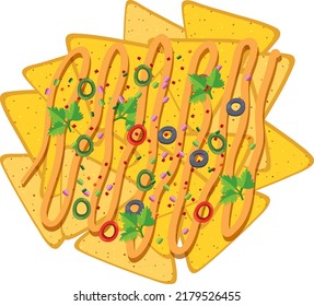 Nachos chips with sauce illustration