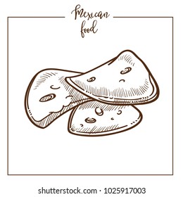 Nachos chips snack sketch vector icon for Mexican cuisine food menu design
