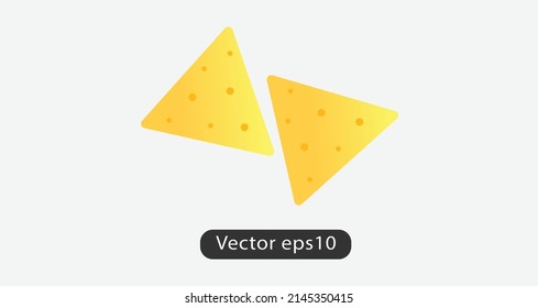 Nachos Chips, Tortilla Chips Icon. Mexican Nachos Chips Vector Illustration In Modern Trendy Flat Design.