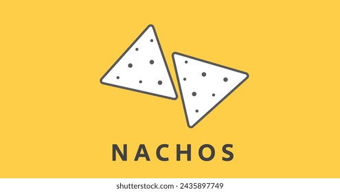 Nachos Chips vector stock illustration on cheesy yellow background. Mexican nachos graphic illustration design template.