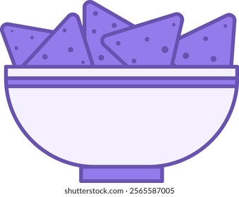 Nachos Color Icon. Vector Illustration. Corn Chips in a Plate. Mexican Cuisine Snack, Tasty Food. Fast Food Concept