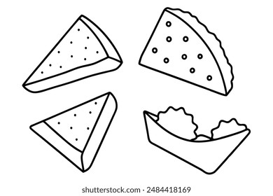 Nachos delicate line art vintage food illustration