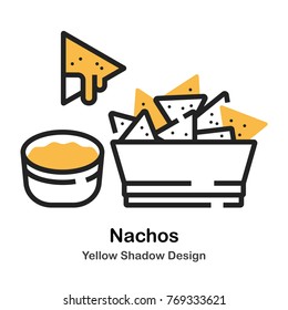 Nachos And Dip Lineal Vector Illustration
