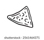 Nachos doodle hand drawn single icon. Nachos drawing line isolated clipart element. Vector illustration