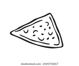 Nachos rabiscar ícone único desenhado à mão. Elemento clipart isolado da linha de desenho de Nachos. Ilustração vetorial