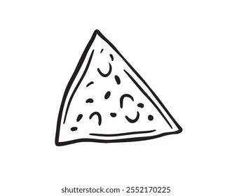 Nachos rabiscar ícone único desenhado à mão. Elemento clipart isolado da linha de desenho de Nachos. Ilustração vetorial