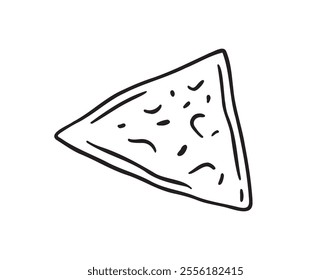 Nachos doodle hand drawn single icon. Nachos drawing line isolated clipart element. Vector illustration