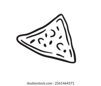 Nachos doodle hand drawn single icon. Nachos drawing line isolated clipart element. Vector illustration