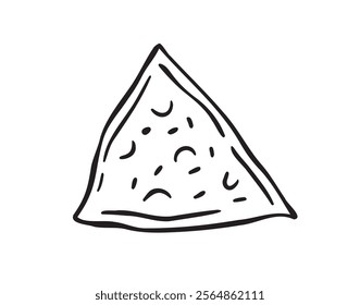 Nachos doodle hand drawn single icon. Nachos drawing line isolated clipart element. Vector illustration