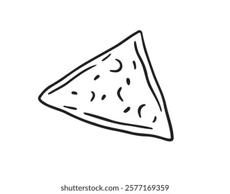 Nachos doodle hand drawn single icon. Nachos drawing line isolated clipart element. Vector illustration