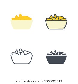 Nachos Flat Line Silhouette Icon