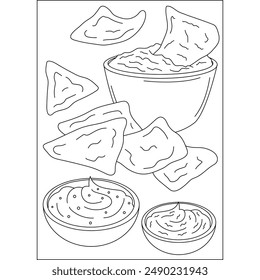 nachos food dish coloring book page for kids or grown adults coloring book mindful relaxation activity