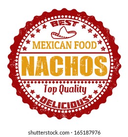 Nachos grunge rubber stamp on white, vector illustration