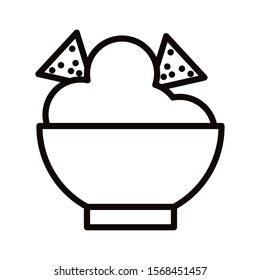 nachos with guacamole mexican food fill style icon vector illustration design