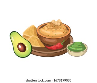 nachos with guacamole mexican food vector illustration design