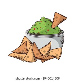 nachos guacamole snack icon isolated