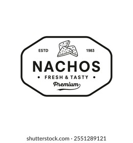 Nachos hand written lettering logo, label, badge, emblem, sign for mexican restaurant menu, cafe badge. Vintage retro style. Modern calligraphy, typography. Vector illustration